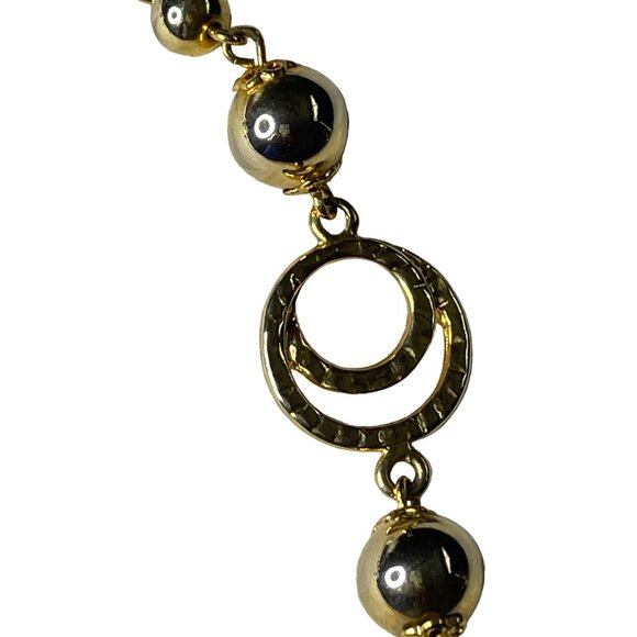 Vintage Gold Tone Multi Strand Chain Necklace Beads Circular Accents 1980s u Sta - Picture 4 of 6